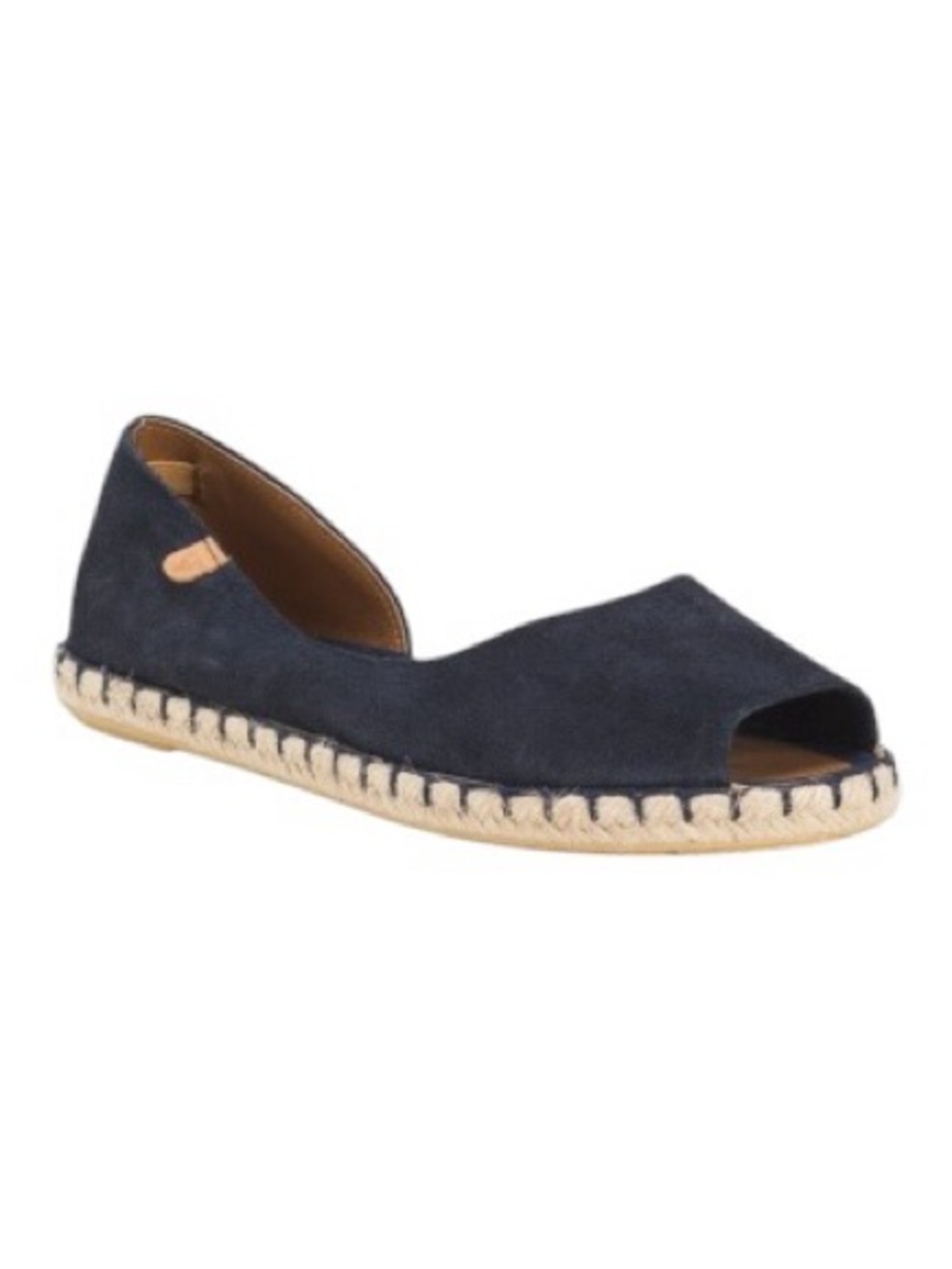 Verbenas Suede Peep Toe Espadrille Trim Flats